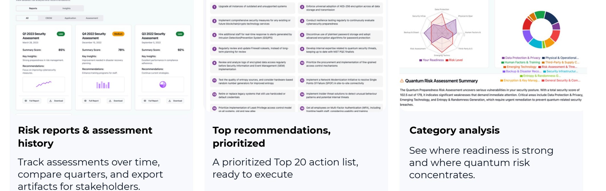QPrime deliverables: risk reports, top recommendations, category analysis